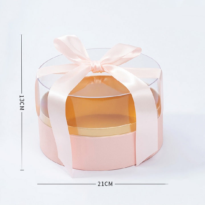 Gift Box - Transparent Acrylic Flower Box -  Round Shape One Piece for Wrapping Gifts