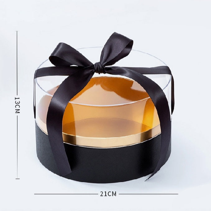 Gift Box - Transparent Acrylic Flower Box -  Round Shape One Piece for Wrapping Gifts