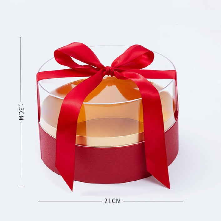 Gift Box - Transparent Acrylic Flower Box -  Round Shape One Piece for Wrapping Gifts