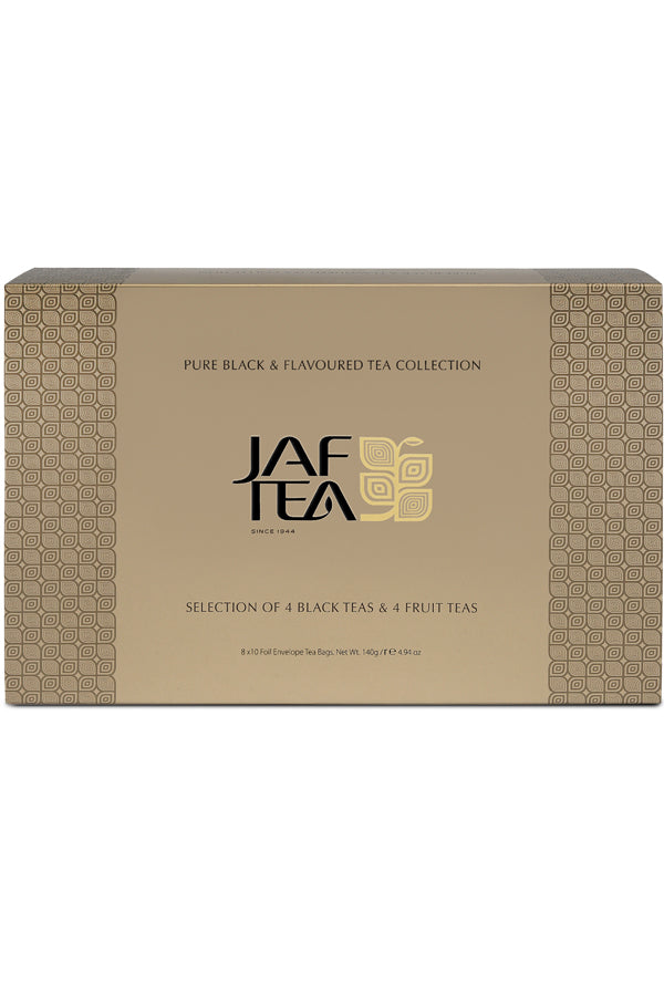 JAF TEA - Gifts - Pure Black & Flavoured Tea Collection - Tea Assortment Box - Individually Wrapped Foil Envelope Tea Bags (1.5 g×40 Pcs+2 g×40 Pcs)