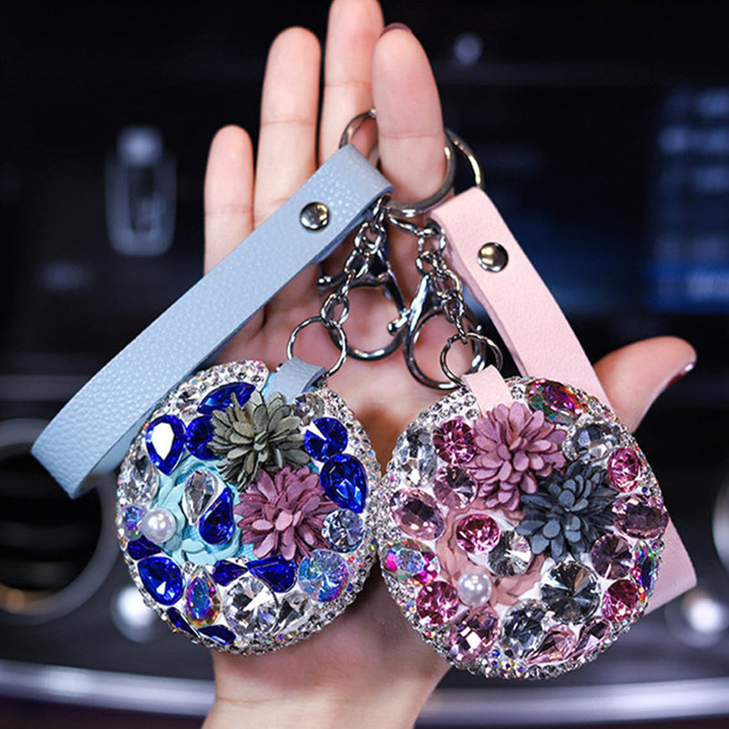 Key Chain Decorative Crystal Mirror -  Handbag Pendant Key Ring - Keychain Pendant  ( One Piece )