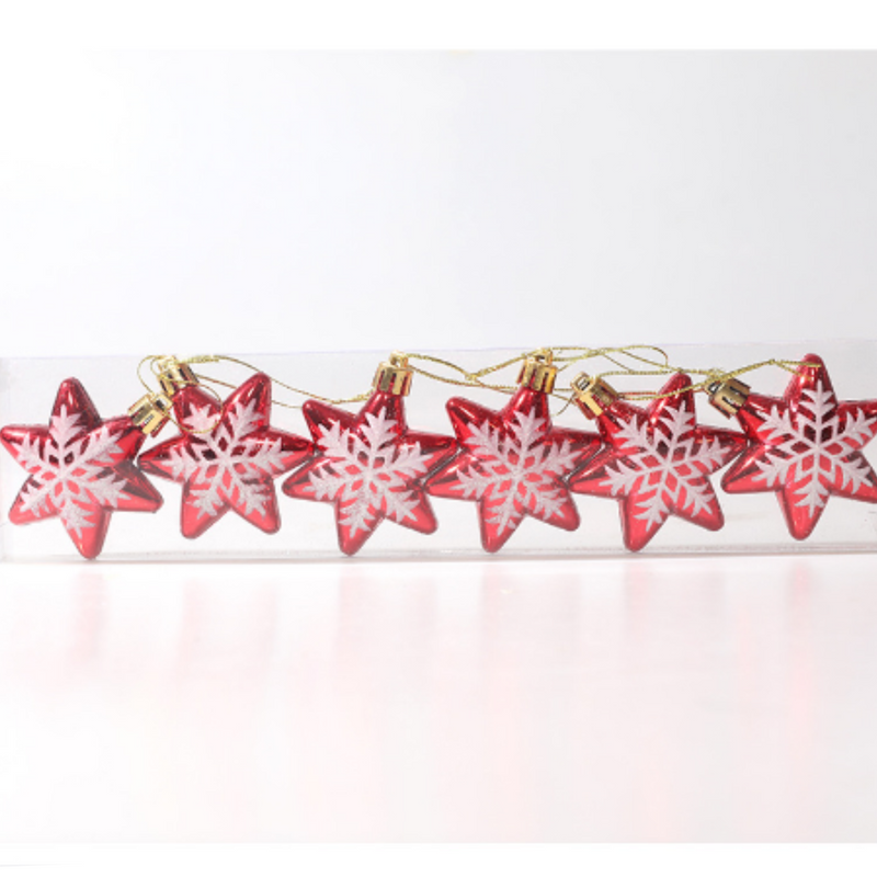 Christmas Balls Ornaments - Multi-angle Star in PVC Bucket Wrapping for Xmas Tree Decorations