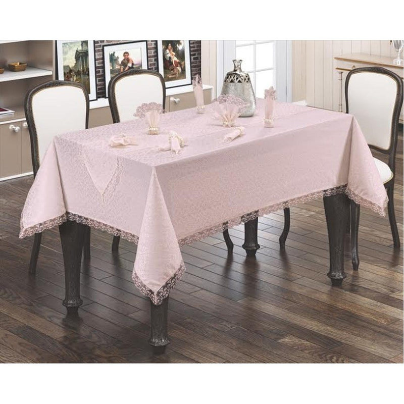 French Lace Carefree Table Cloth 160x220 cm Powder