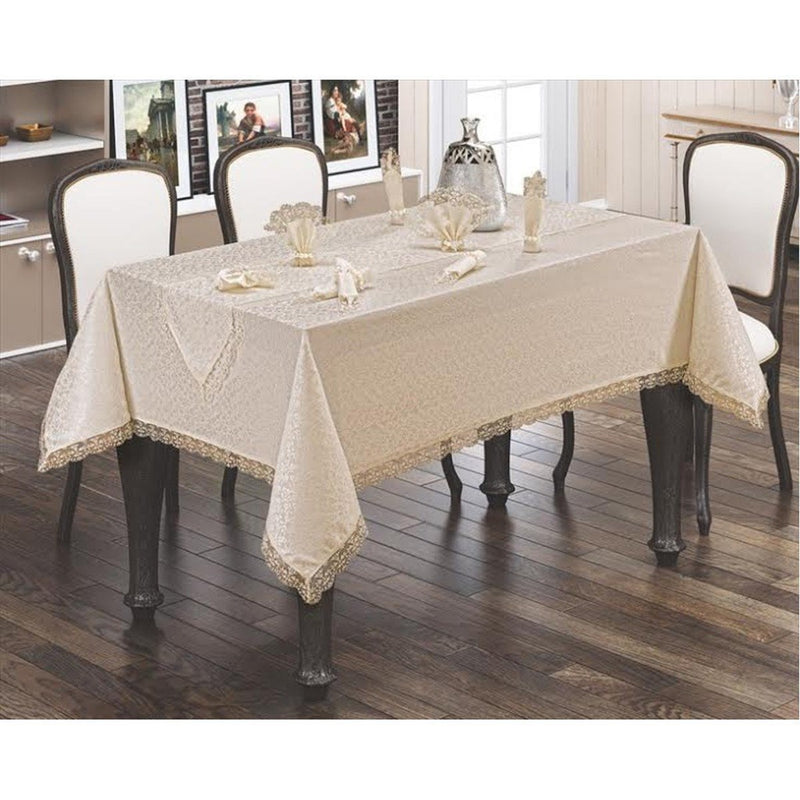 French Lace Carefree Table Cloth 160x220 cm Powder