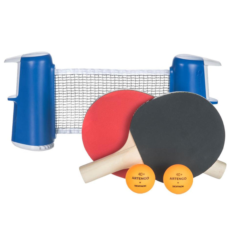 Indoor Table Tennis Set with Rollnet + 2 Paddles + 2 Balls