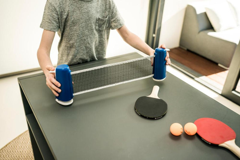 Indoor Table Tennis Set with Rollnet + 2 Paddles + 2 Balls