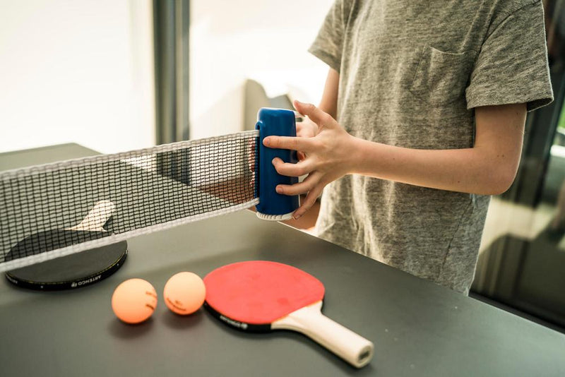 Indoor Table Tennis Set with Rollnet + 2 Paddles + 2 Balls