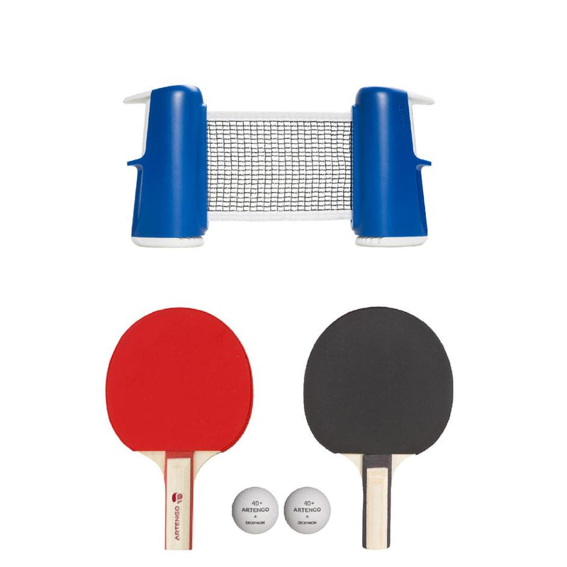 Indoor Table Tennis Set with Rollnet + 2 Paddles + 2 Balls