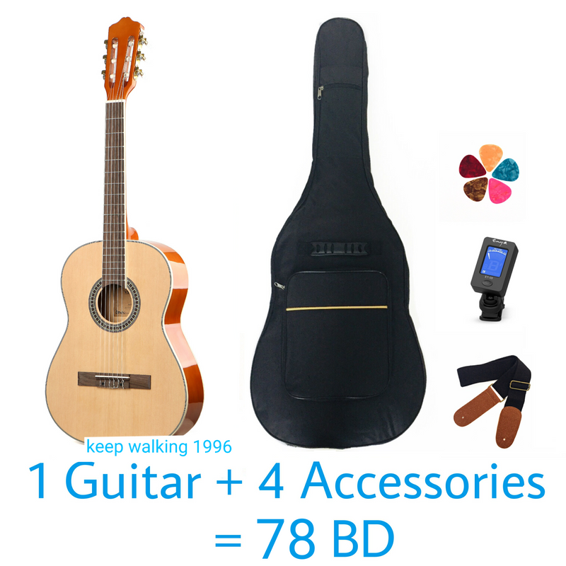 Classical Deviser 39" Guitar - Light Wood - Spruce Wood Top - With Beginner Kit includes Cover, Picks (5 pcs), Tuner, Strap