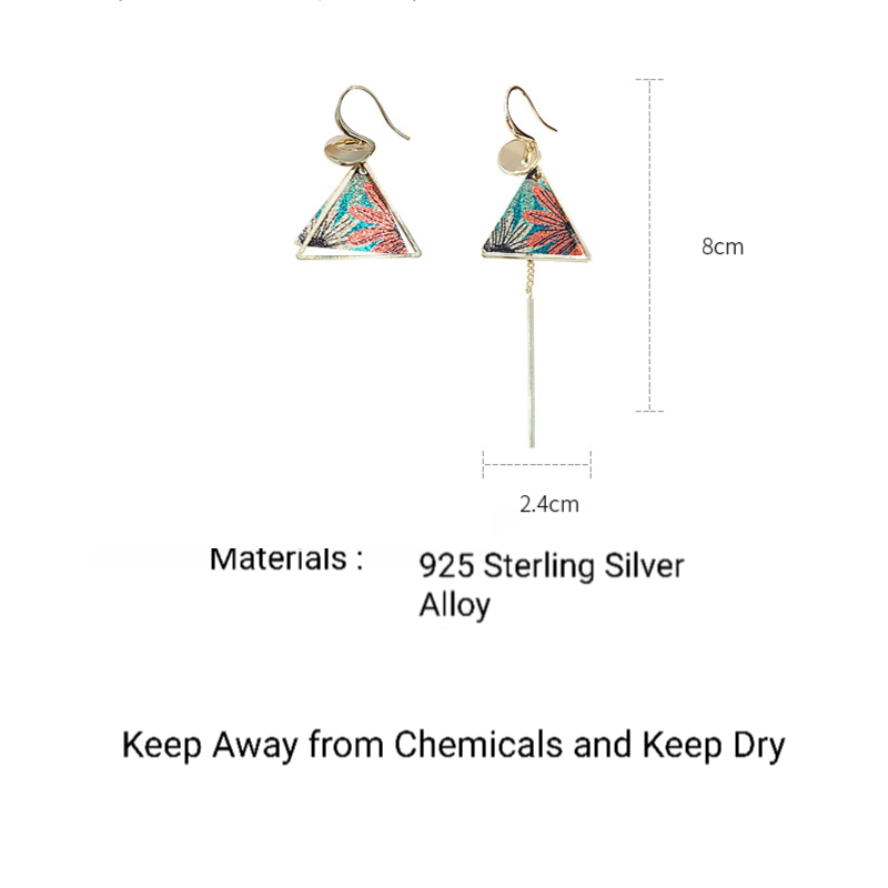 Earrings Asymmetrical Triangles 925 Silver Needles for Women Girls Jewelry