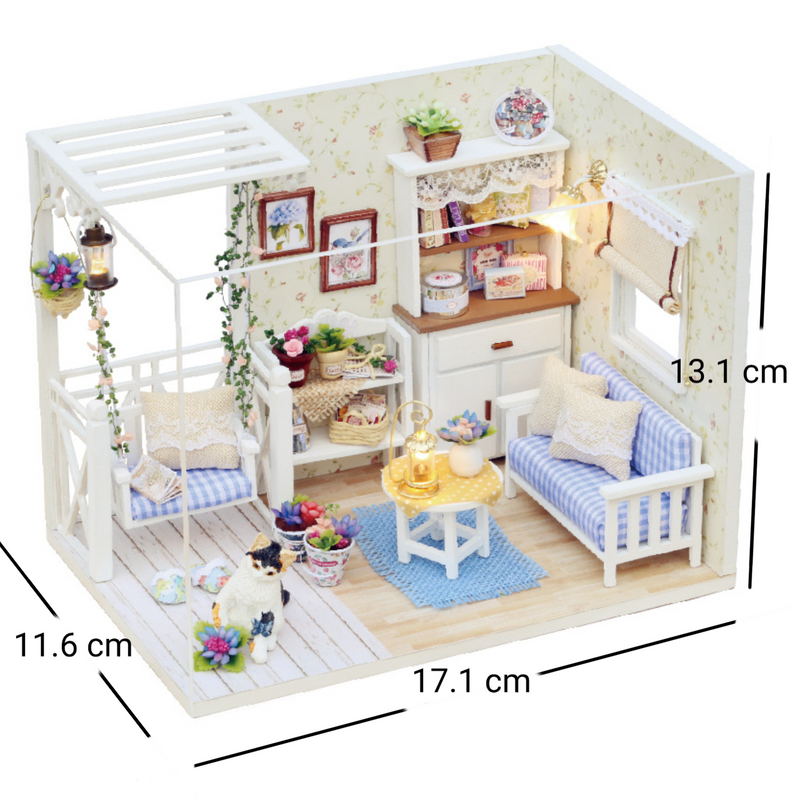 Dollhouse Miniature DIY House Kit Creative Room - Kitten Diary - with Furniture - Gifts for Friends and Lovers and Parents